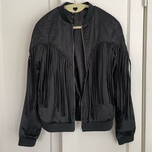 Endless Ross Black Satin Bomber Jacket